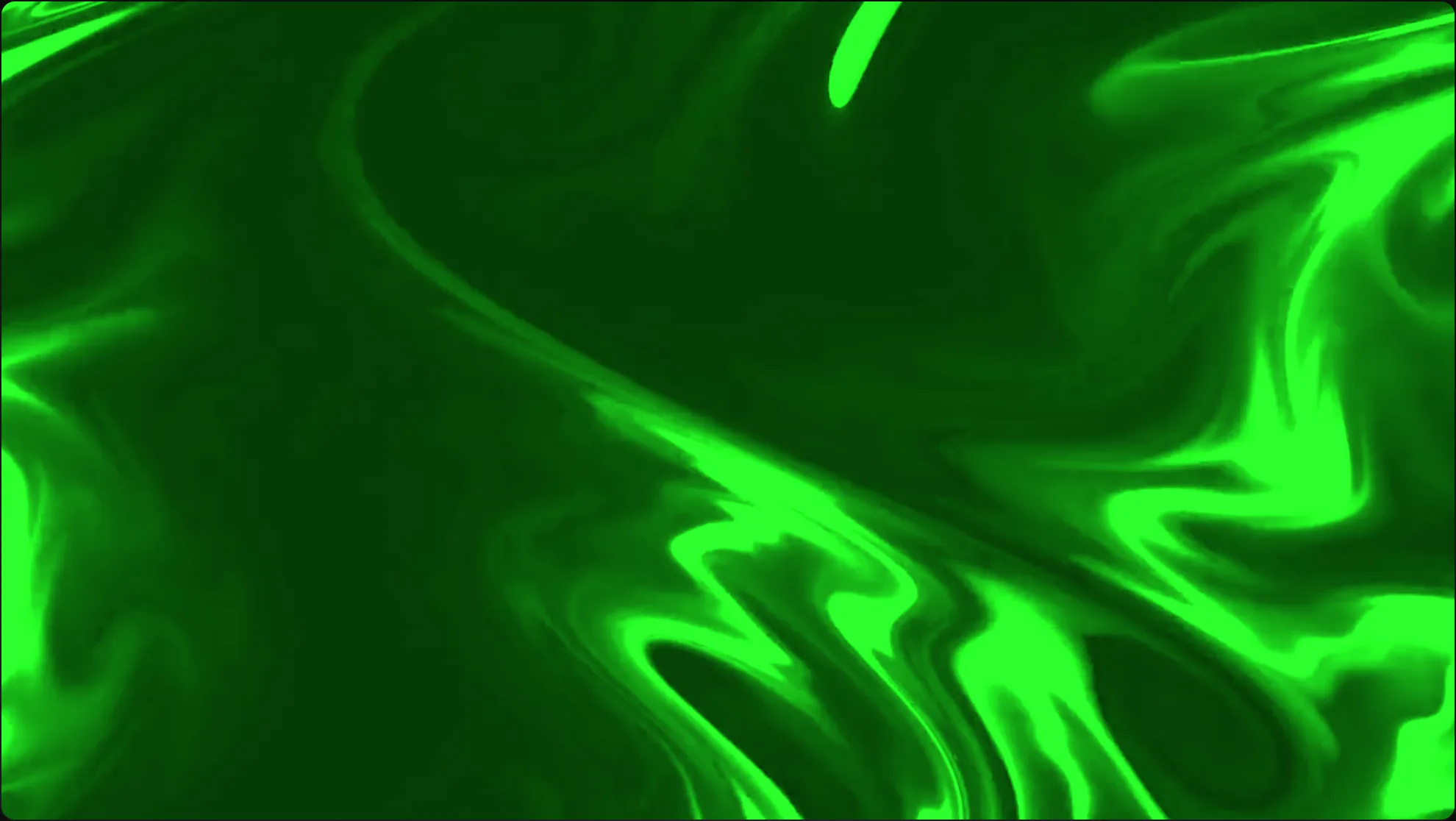 A 16:9 frame with the Night vision look: glowing green liquid shapes